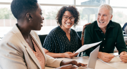 Group of people working together in an office